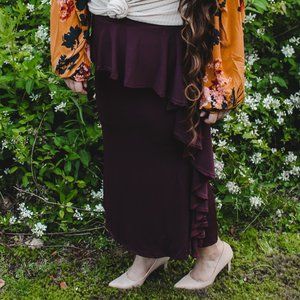 Maroon Ruffled Skirt